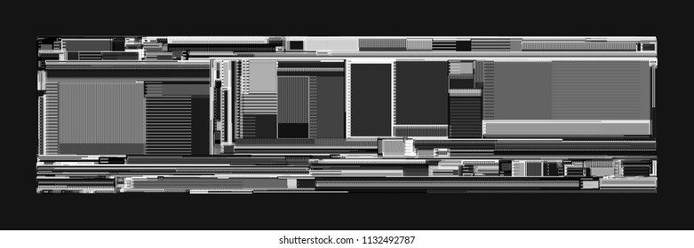 Vector illustration of a complex geometric pattern reminiscent of a futuristic cityscape from top view.