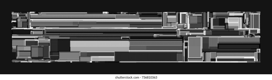 Vector illustration of a complex geometric pattern reminiscent of a futuristic cityscape from top view