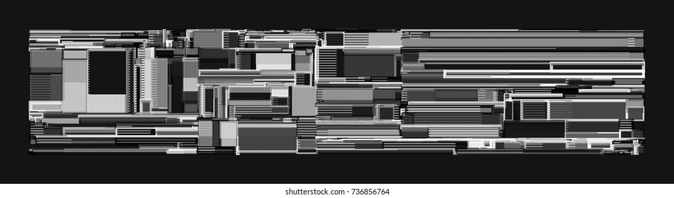 Vector illustration of a complex geometric pattern reminiscent of a futuristic cityscape from top view