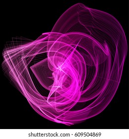 Vector illustration of a complex network structure formed by the interweaving of smoothly curved lines against black background