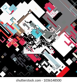 Vector illustration of a complex pixel pattern reminiscent of a maze. Abstract geometric background