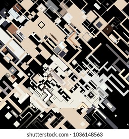 Vector illustration of a complex pixel pattern reminiscent of a maze. Abstract geometric background