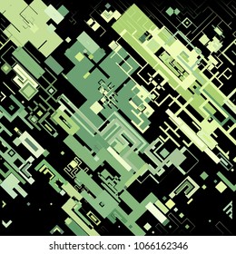 Vector illustration of a complex pixel pattern reminiscent of a maze. Abstract geometric background