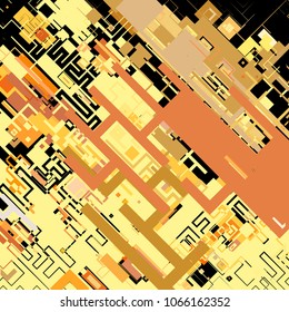 Vector illustration of a complex pixel pattern reminiscent of a maze. Abstract geometric background