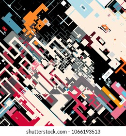 Vector illustration of a complex pixel pattern reminiscent of a maze. Abstract geometric background