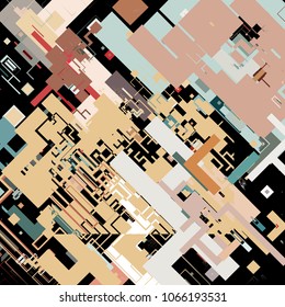 Vector illustration of a complex pixel pattern reminiscent of a maze. Abstract geometric background
