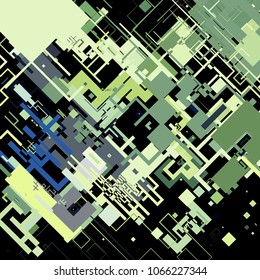 Vector illustration of a complex pixel pattern reminiscent of a maze. Abstract geometric background