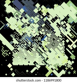 Vector illustration of a complex pixel pattern reminiscent of a maze. Abstract geometric background.