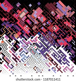 Vector illustration of a complex pixel pattern reminiscent of a maze. Abstract geometric background.