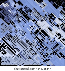 Vector illustration of a complex pixel pattern reminiscent of a maze. Abstract geometric background