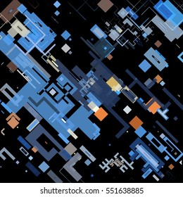 Vector illustration of a complex pixel pattern reminiscent of a maze. Abstract geometric background