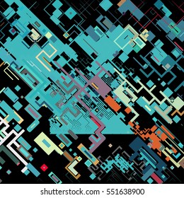 Vector illustration of a complex pixel pattern reminiscent of a maze. Abstract geometric background