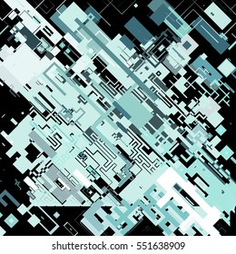 Vector illustration of a complex pixel pattern reminiscent of a maze. Abstract geometric background