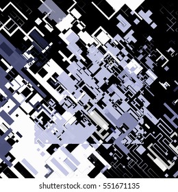 Vector illustration of a complex pixel pattern reminiscent of a maze. Abstract geometric background