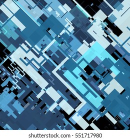 Vector illustration of a complex pixel pattern reminiscent of a maze. Abstract geometric background
