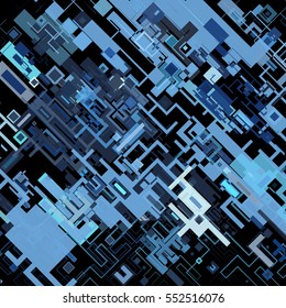 Vector illustration of a complex pixel pattern reminiscent of a maze. Abstract geometric background