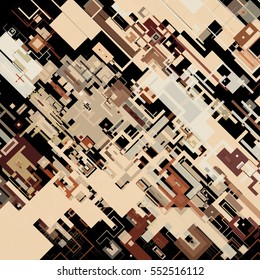 Vector illustration of a complex pixel pattern reminiscent of a maze. Abstract geometric background