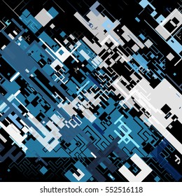 Vector illustration of a complex pixel pattern reminiscent of a maze. Abstract geometric background