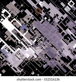 Vector illustration of a complex pixel pattern reminiscent of a maze. Abstract geometric background