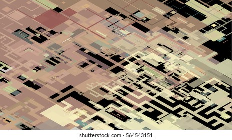 Vector illustration of a complex pixel pattern reminiscent of a maze. Abstract geometric background