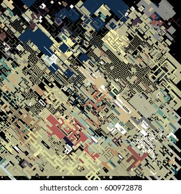 Vector illustration of a complex pixel pattern reminiscent of a maze. Abstract geometric background