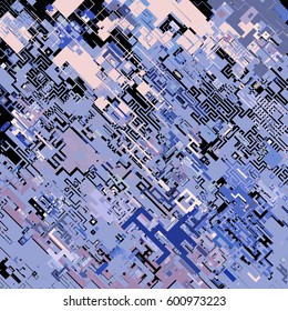 Vector illustration of a complex pixel pattern reminiscent of a maze. Abstract geometric background