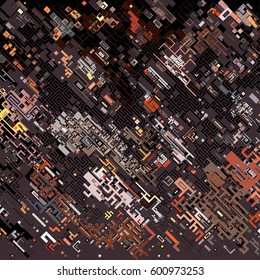 Vector illustration of a complex pixel pattern reminiscent of a maze. Abstract geometric background