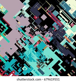 Vector illustration of a complex pixel pattern reminiscent of a maze. Abstract geometric background