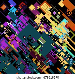 Vector illustration of a complex pixel pattern reminiscent of a maze. Abstract geometric background
