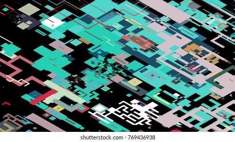 Vector illustration of a complex pixel pattern reminiscent of a maze. Abstract geometric background