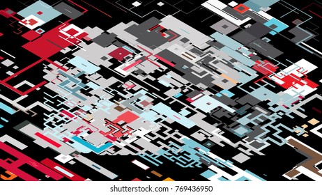 Vector illustration of a complex pixel pattern reminiscent of a maze. Abstract geometric background