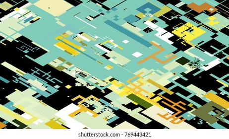 Vector illustration of a complex pixel pattern reminiscent of a maze. Abstract geometric background