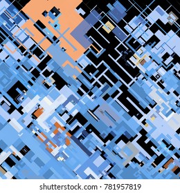 Vector illustration of a complex pixel pattern reminiscent of a maze. Abstract geometric background