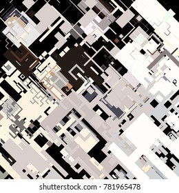 Vector illustration of a complex pixel pattern reminiscent of a maze. Abstract geometric background