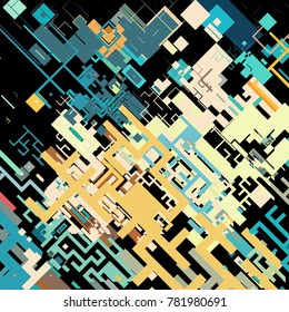 Vector illustration of a complex pixel pattern reminiscent of a maze. Abstract geometric background