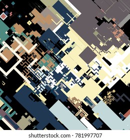 Vector illustration of a complex pixel pattern reminiscent of a maze. Abstract geometric background