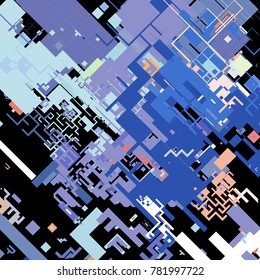 Vector illustration of a complex pixel pattern reminiscent of a maze. Abstract geometric background