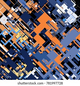 Vector illustration of a complex pixel pattern reminiscent of a maze. Abstract geometric background