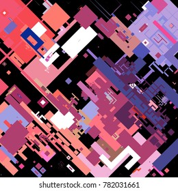 Vector illustration of a complex pixel pattern reminiscent of a maze. Abstract geometric background