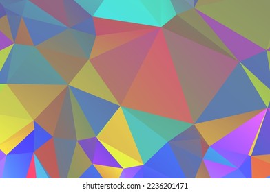 Vector illustration of a complex polygonal surface. Creative background in a low poly style. Crumpled colorful backdrop consisting of triangles of different sizes and colors.
