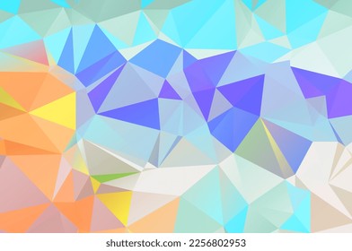 Vector illustration of a complex polygonal surface. Creative background in a low poly style. Crumpled colorful backdrop consisting of triangles of different sizes and colors.

