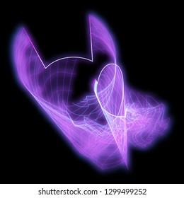 Vector illustration of a complex wireframe structure formed by the interweaving of smoothly curved lines against black background.