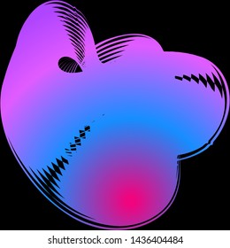 Vector illustration of a complex wireframe structure formed by the interweaving of smoothly curved lines against black background. Colorful plexus object. Abstract geometric shape.