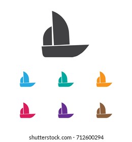 Vector Illustration Of Complicated Symbol On Boat Icon. Premium Quality Isolated Yacht  Element In Trendy Flat Style.