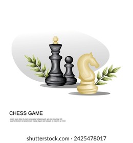 Vector illustration composition of chess pieces. Chess game. Hand drawing. Vector graphics. Web page template for a site.