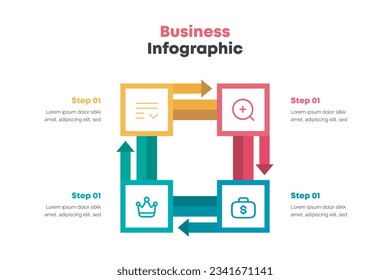 Vector illustration Composition from colored cubes business infographics 4 parts 