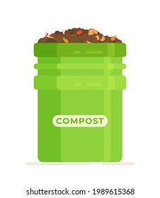 Vector Illustration Compost Bin Icon. Clipart Of Waste, Isolated On White Background. 