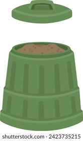 Ilustración vectorial del compost con tapa abierta