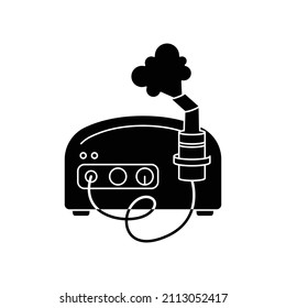 Ilustración vectorial de un nebulizador compresor. Un dispositivo médico para el tratamiento de pulmones. Estilo sencillo