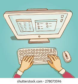 Vector illustration of computer. 
